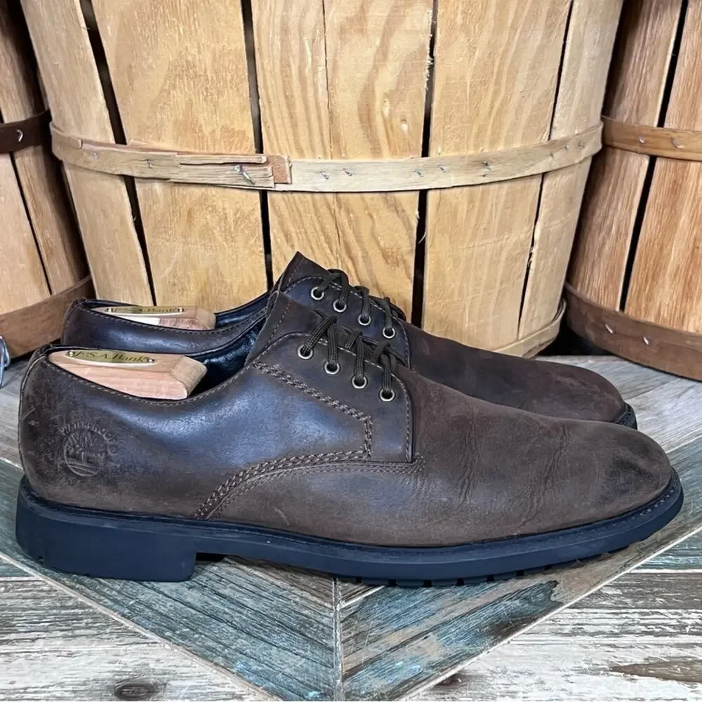 Timberland Concourse Bucks 56583 Brown Leather Waterproof Oxfords Shoes Mens 10